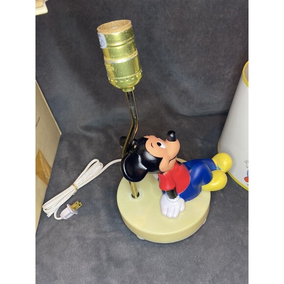 Vintage 80s DISNEY Mickey Mouse Nursery Lamp Original Shade 1981 Open Box - Picture 8 of 12